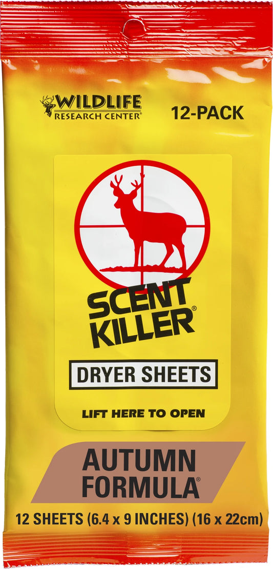 (4 Pack) , Scent Killer Autumn Formula Dryer Sheets, 12 Sheets for Hunting