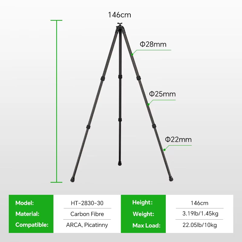 Fanaue Portable Carbon Fiber Tripod Aluminum Alloy for Swiss Picatinny Rail Compatible ACRA for Hunting Shooting Camera/Video