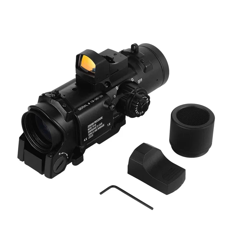 1X-4X Fixed Dual Purpose Scope with Mini Red Dot Scope Red Dot Sight Rifle Scope