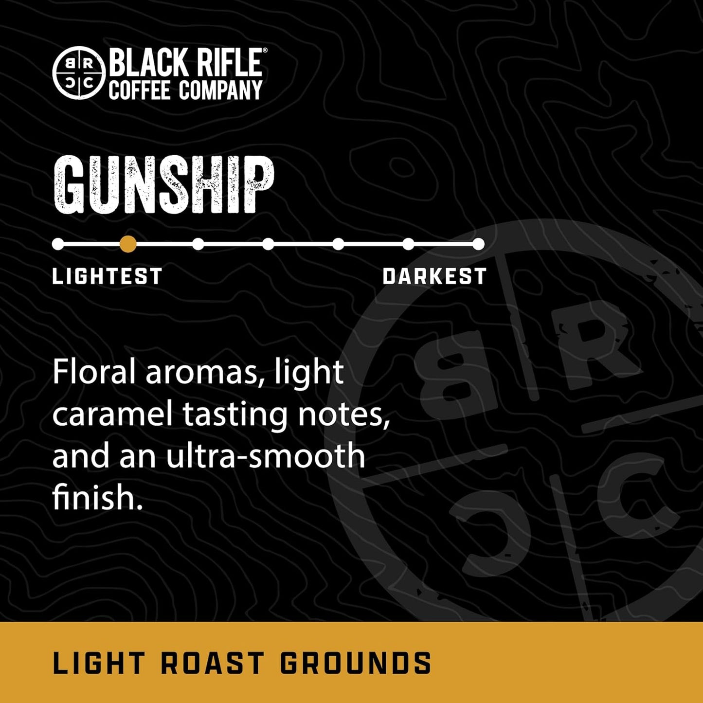 Ground Coffee Light Roast - Roasted Blend Made from Pure Arabica Beans - Colombian & Brazilian Beans - Veteran Founded & American Made (Gunship Roast, 12Oz Bag)