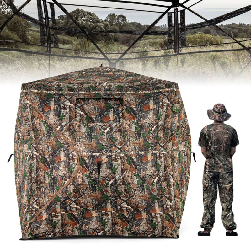 82 Inch Tall Hunting Blind 270° One Way See through Ground Tent for 3-4 People