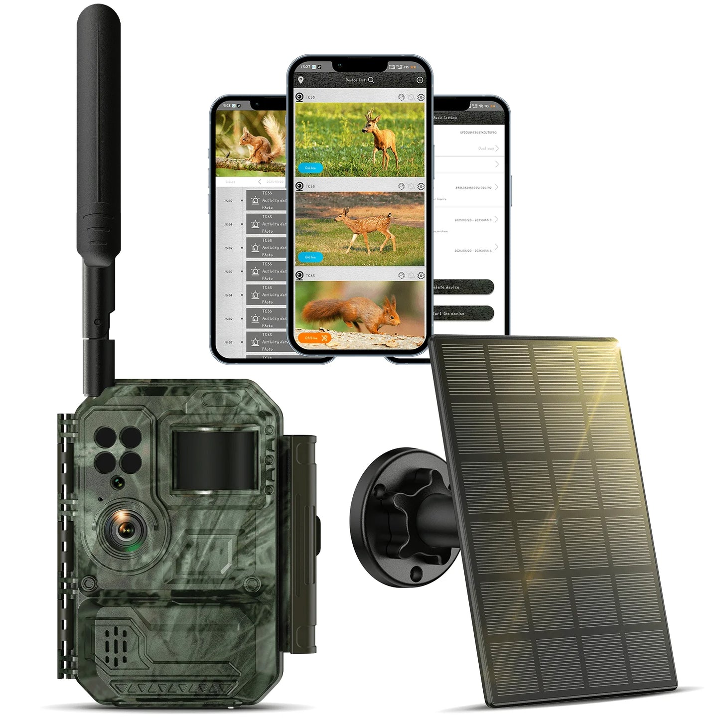 Cellular Solar Trail Camera with Live Streaming - 4G LTE Unlimited Data Game Camera with Night Vision, 0.1S Trigger Motion Activated, Real-Time Alerts for Wildlife Monitoring