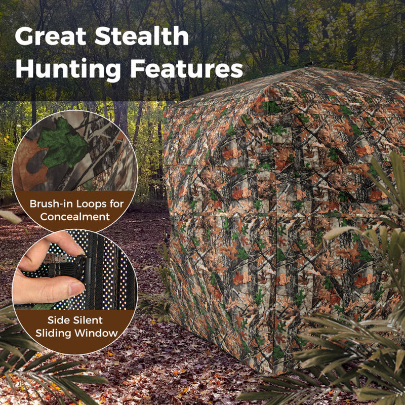 82 Inch Tall Hunting Blind 270° One Way See through Ground Tent for 3-4 People
