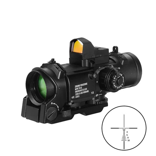 1X-4X Fixed Dual Purpose Scope with Mini Red Dot Scope Red Dot Sight Rifle Scope