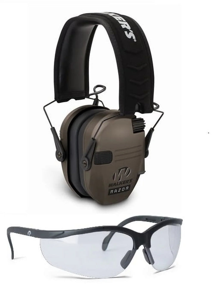 Razor Slim Electronic Hearing Protection Muffs and Glasses Combo