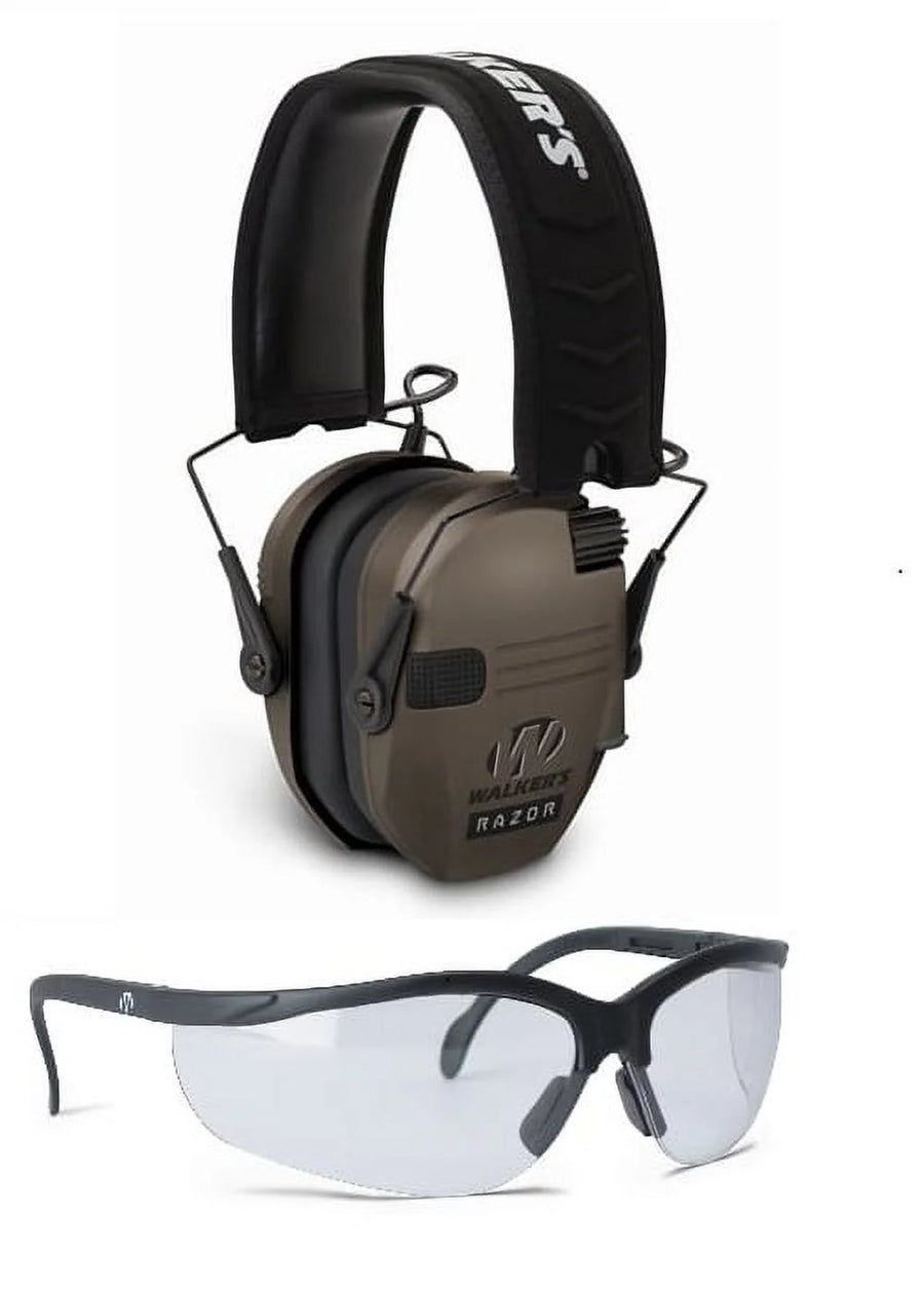 Razor Slim Electronic Hearing Protection Muffs and Glasses Combo
