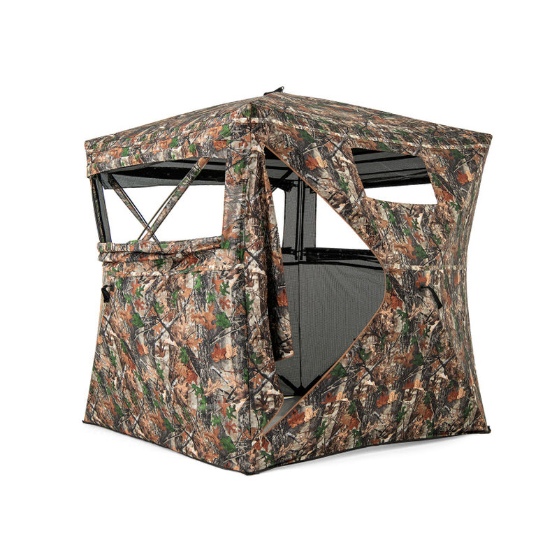 82 Inch Tall Hunting Blind 270° One Way See through Ground Tent for 3-4 People