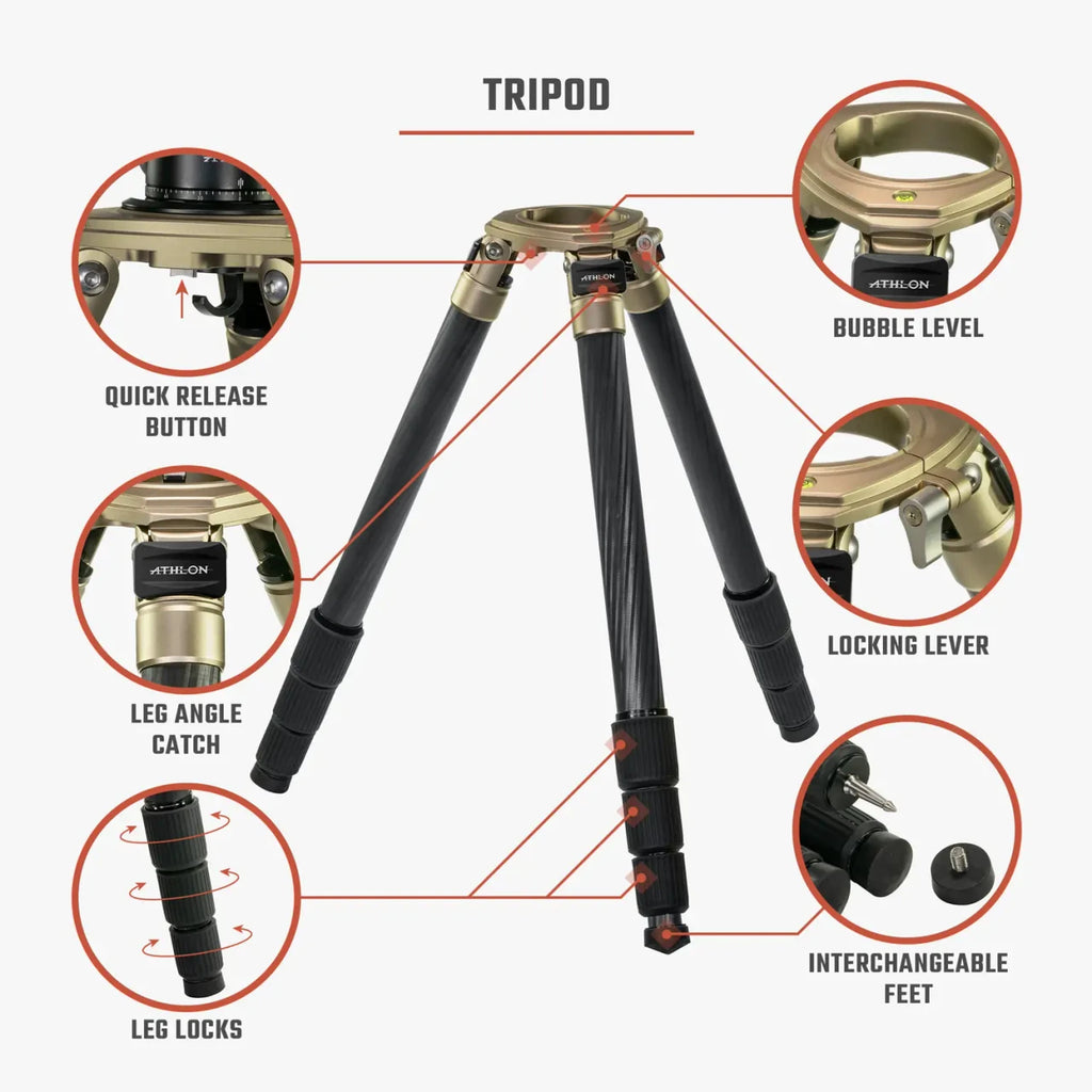 Athlon Optics Midas CF40 Carbon Fiber Tripod 40mm Tube 55mm Ball