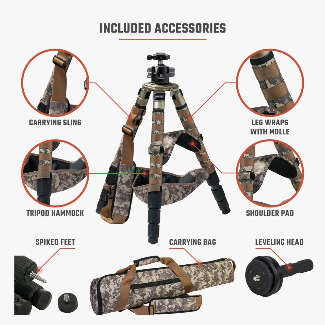 Athlon Optics Midas CF40 Carbon Fiber Tripod 40mm Tube 55mm Ball