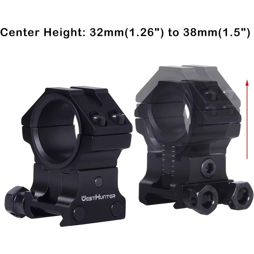 Optics Precision Picatinny Scope Rings, 1 In. 30 Mm Adjustable Height Scope Mount, Brown