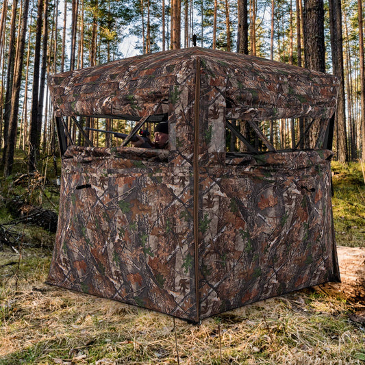 360 Degree One-Way See-Through Hunting Blind with Full-Open Door Carrying Bag