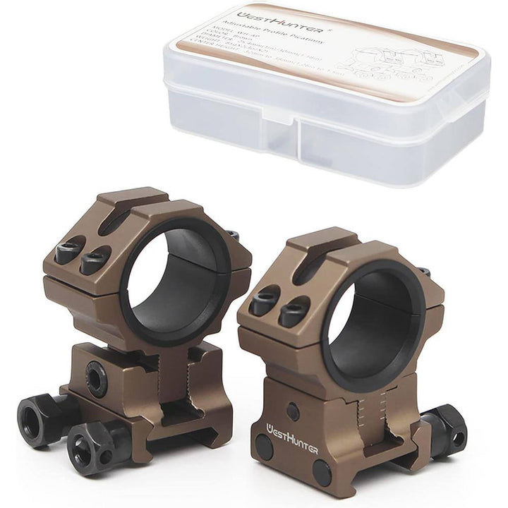 Optics Precision Picatinny Scope Rings, 1 In. 30 Mm Adjustable Height Scope Mount, Brown