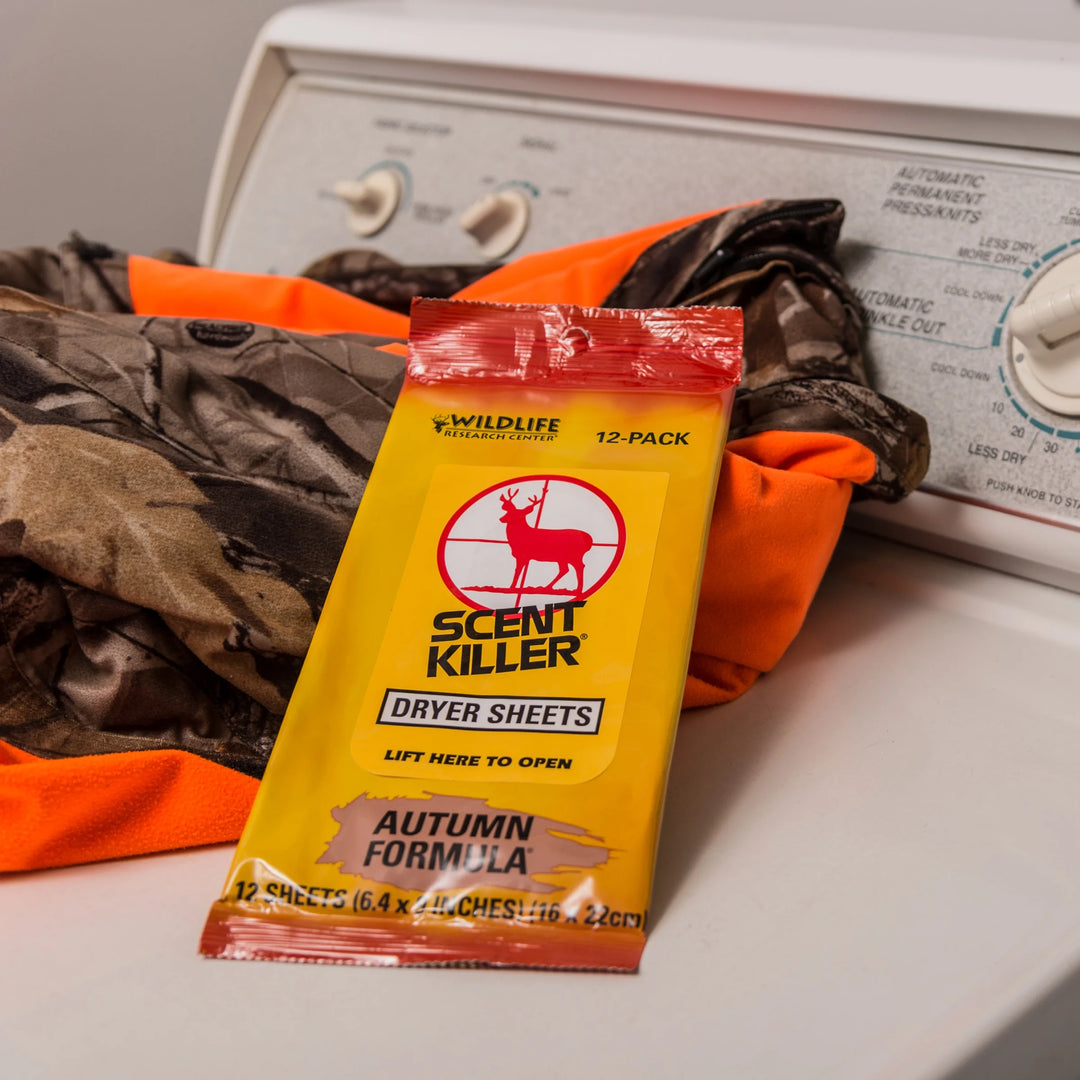 (4 Pack) , Scent Killer Autumn Formula Dryer Sheets, 12 Sheets for Hunting