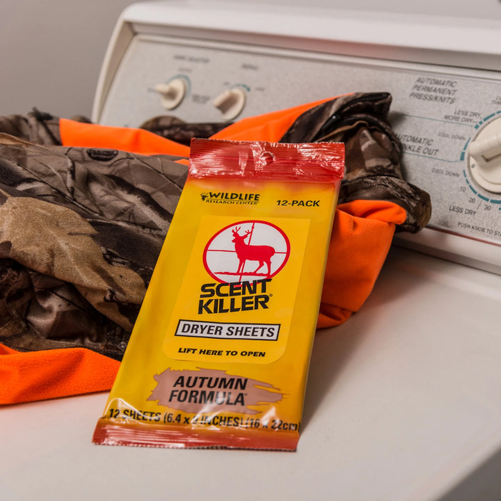 (4 Pack) , Scent Killer Autumn Formula Dryer Sheets, 12 Sheets for Hunting