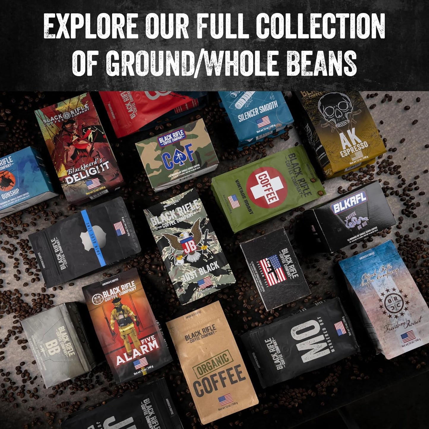 Ground Coffee Light Roast - Roasted Blend Made from Pure Arabica Beans - Colombian & Brazilian Beans - Veteran Founded & American Made (Gunship Roast, 12Oz Bag)