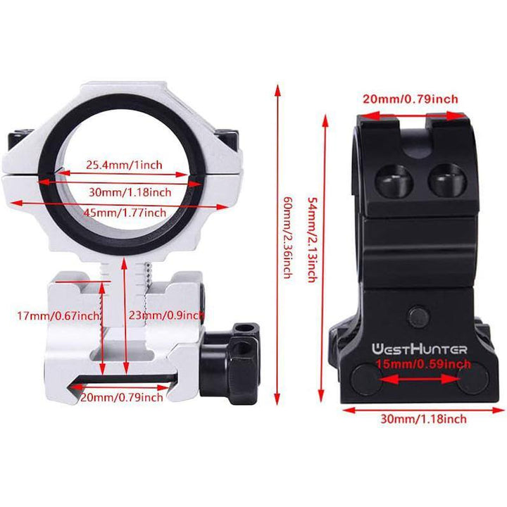 Optics Precision Picatinny Scope Rings, 1 In. 30 Mm Adjustable Height Scope Mount, Brown