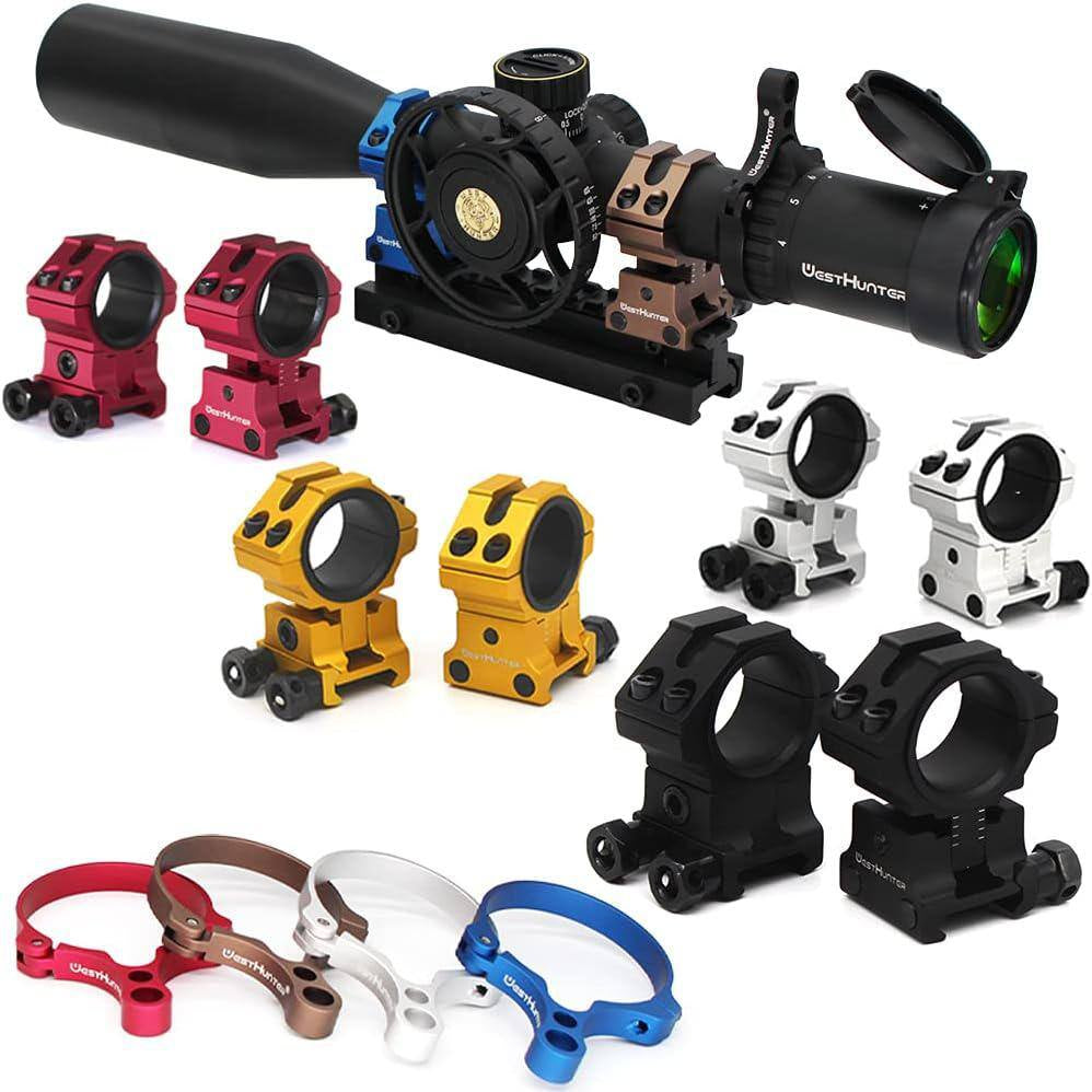 Optics Precision Picatinny Scope Rings, 1 In. 30 Mm Adjustable Height Scope Mount, Brown