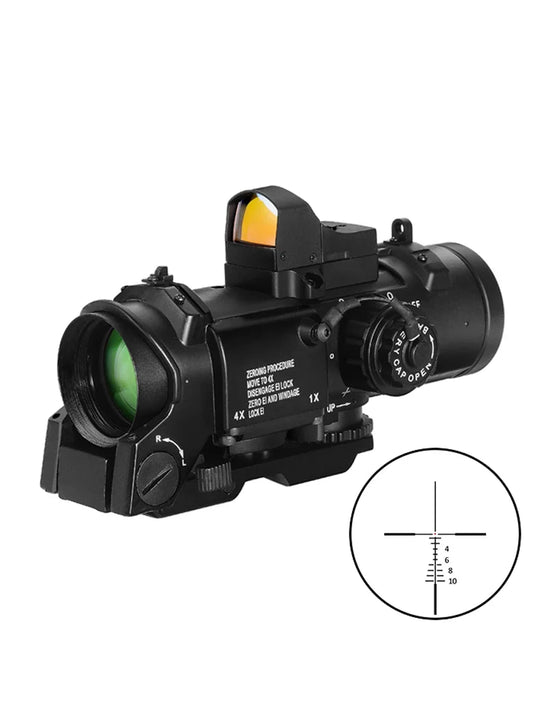 1X-4X Fixed Dual Purpose Scope with Mini Red Dot Scope Red Dot Sight Rifle Scope