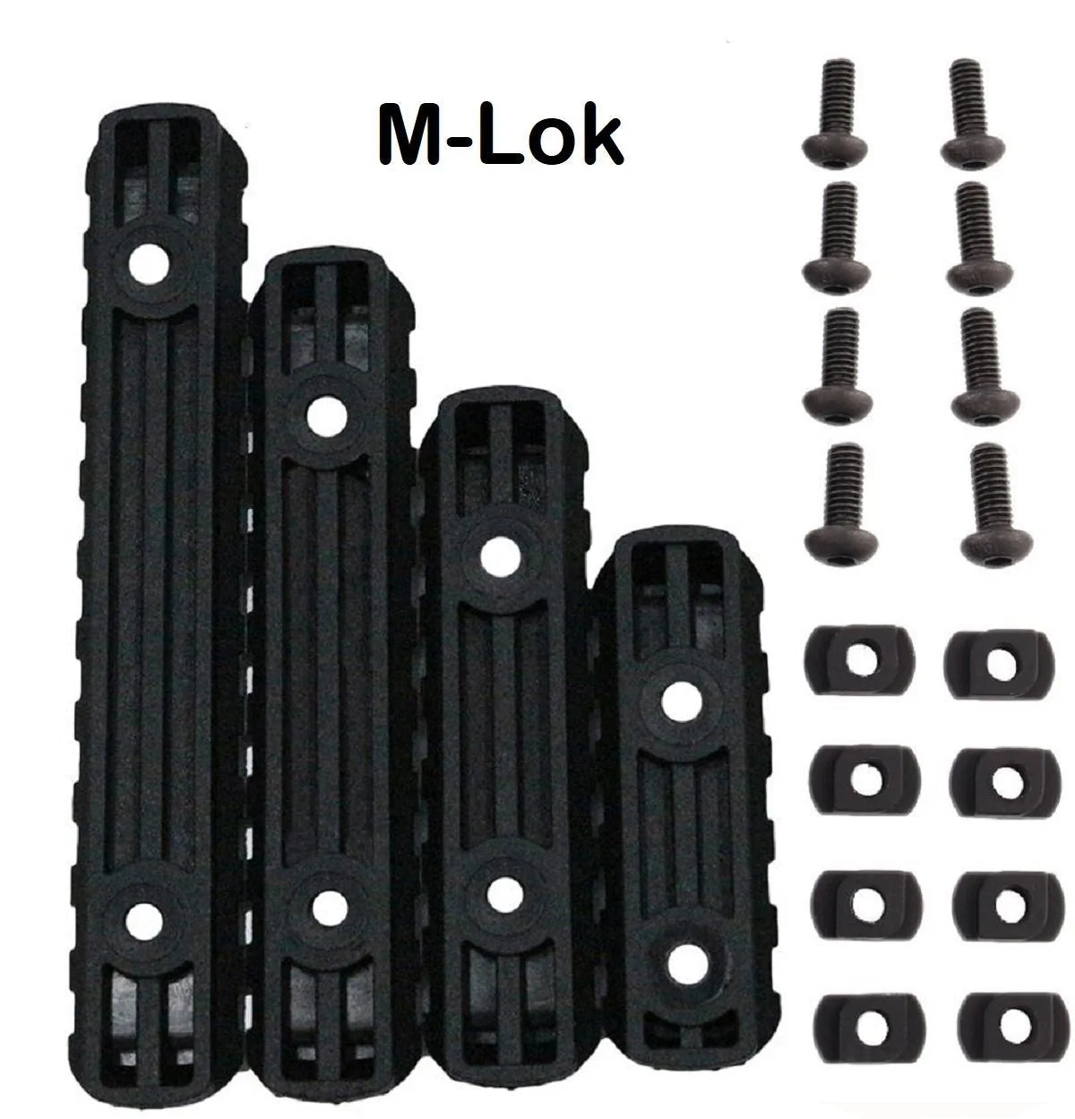 , Black Polymer Rail Sections, Versatile & Lightweight, 4 Set with Camming T-Nuts