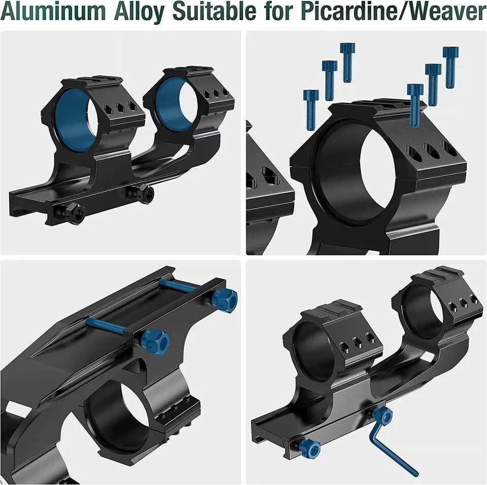 High Profile Ar Mount Rings Picatinny Scope Rail 1 / 30Mm Cantilever Adjustable