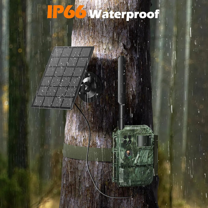 Cellular Solar Trail Camera with Live Streaming - 4G LTE Unlimited Data Game Camera with Night Vision, 0.1S Trigger Motion Activated, Real-Time Alerts for Wildlife Monitoring