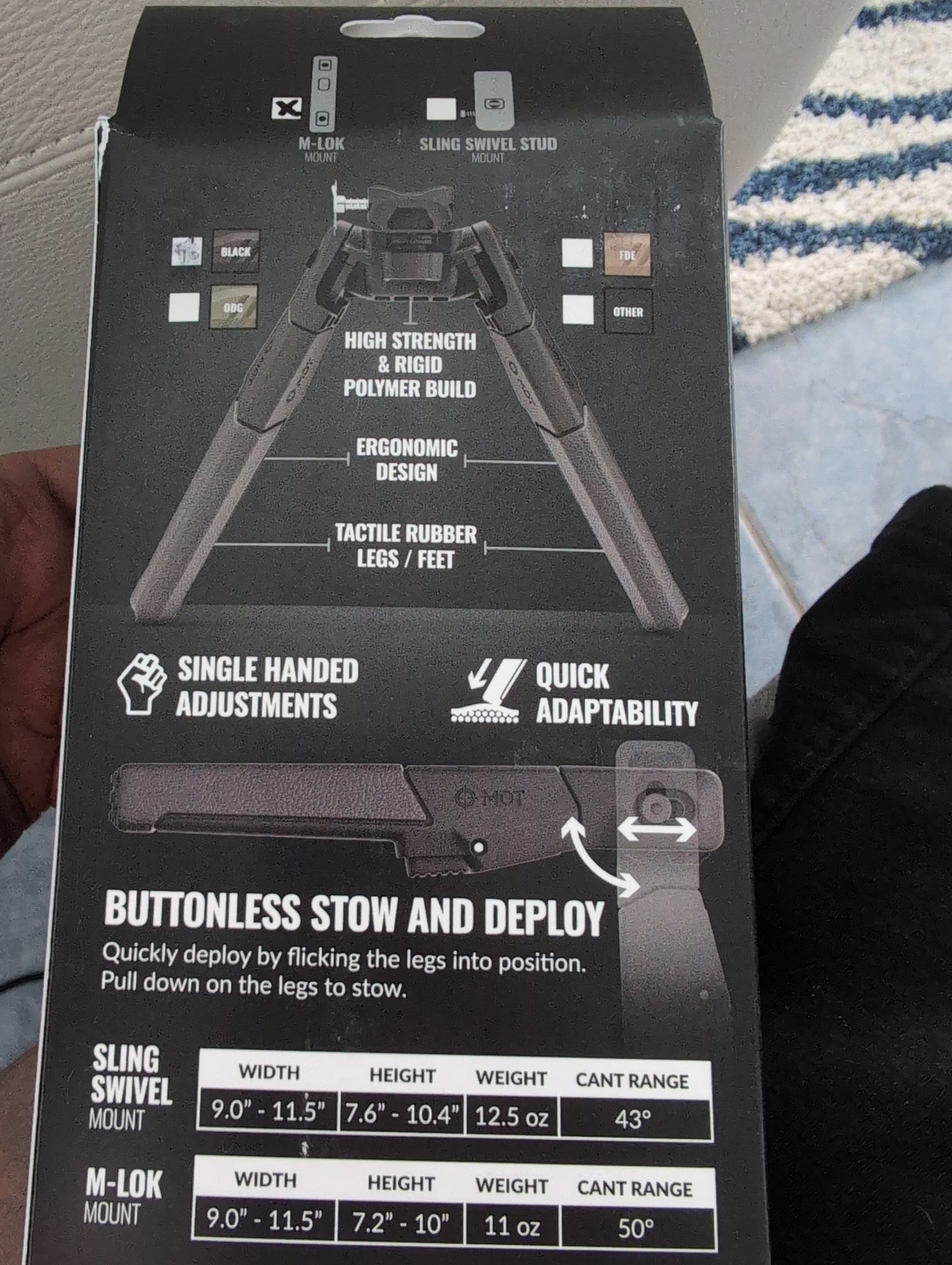 Oryx Bipod M-Lok Attachment Blk